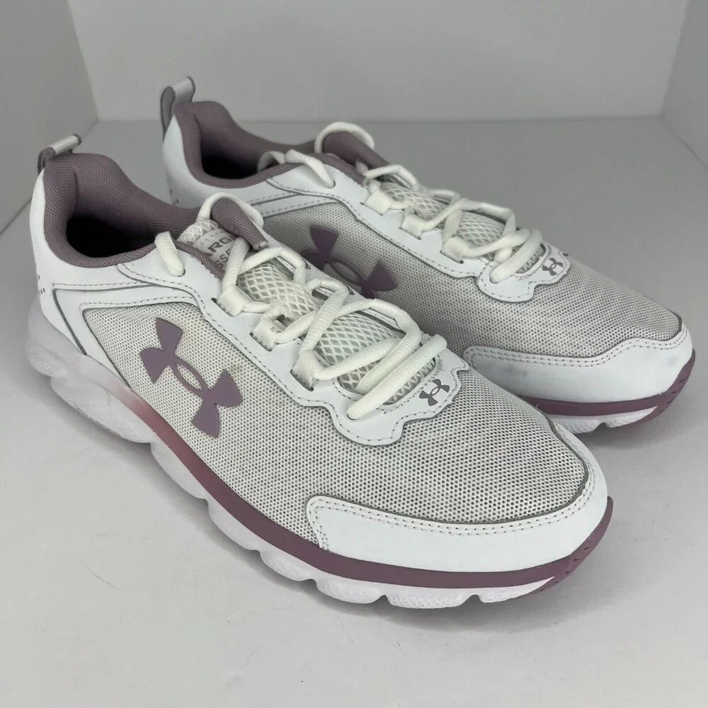 Under Armour Womens White Charged Assert 9 Lace Up Size 8.5 Running Shoes